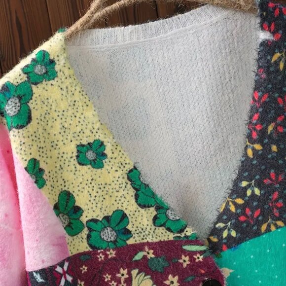 ***NEW STYLE***PATCHWORK OVERSIZED CARDIGAN SWEATER - Picture 6 of 9